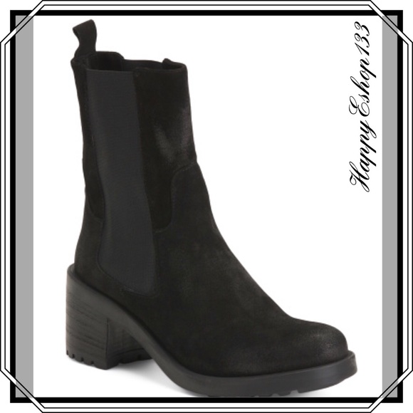 Emanuele Castro Women’s Made In Italy Suede Leather Chelsea Booties, Black